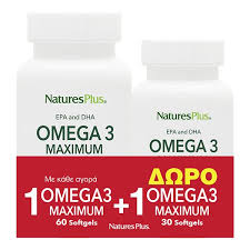 NATURES PLUS - PROMO PACK Omega 3 Maximum - 60tabs ΜΕ ΔΩΡΟ Omega 3 Maximum - 30tabs